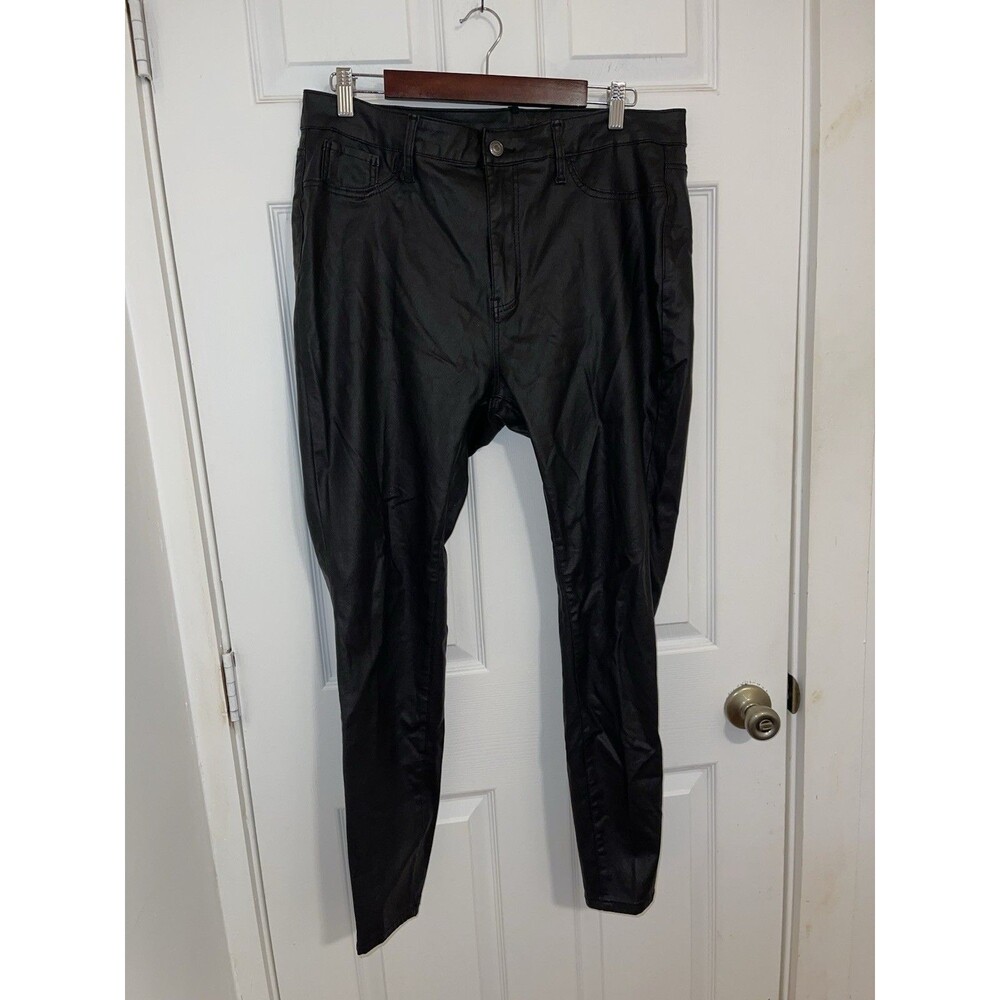 Women’s Size 18 Top Trends Black Faux Leather Pants Skinny Straight Leg Pants